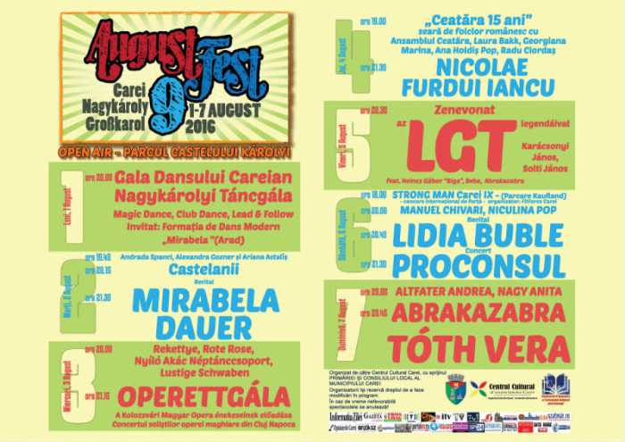 AugustFest își DESCHIDE porțile în Carei. Super evenimente în perioada 1 - 7 august