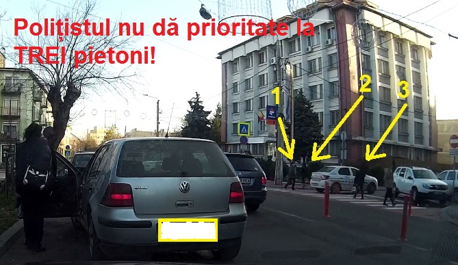 Unii polițiști nu acordă PRIORITATE pietonilor. Nici măcar în fața Poliției (FOTO&VIDEO)