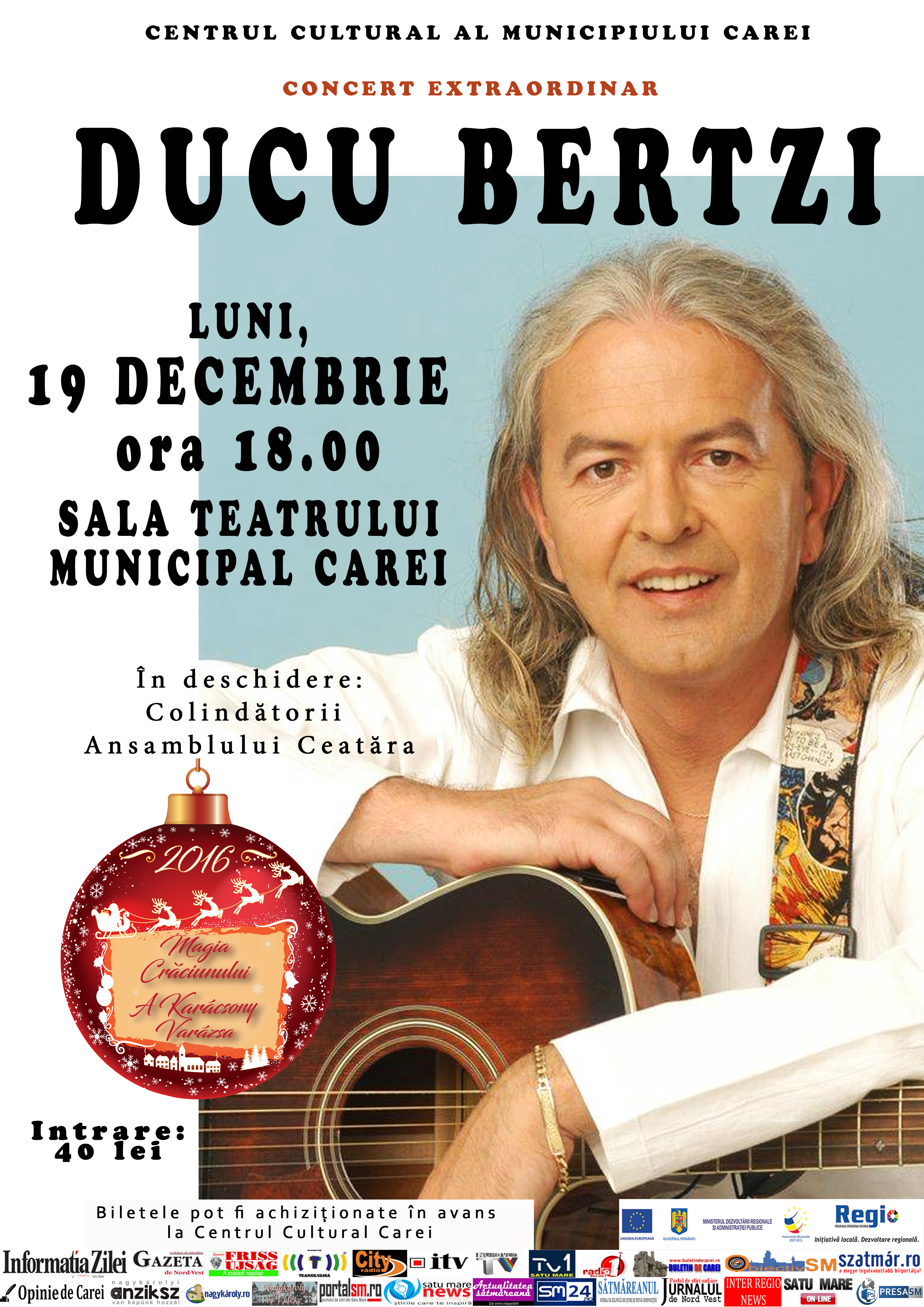 Bilete pentru ultimele două concerte ale Festivalului „Magia Crăciunului” de la Carei