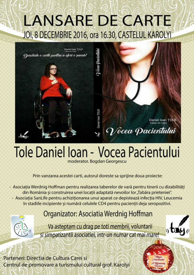 Cartea „Vocea Pacientului” va fi lansată la Castelul Karoyi din Carei