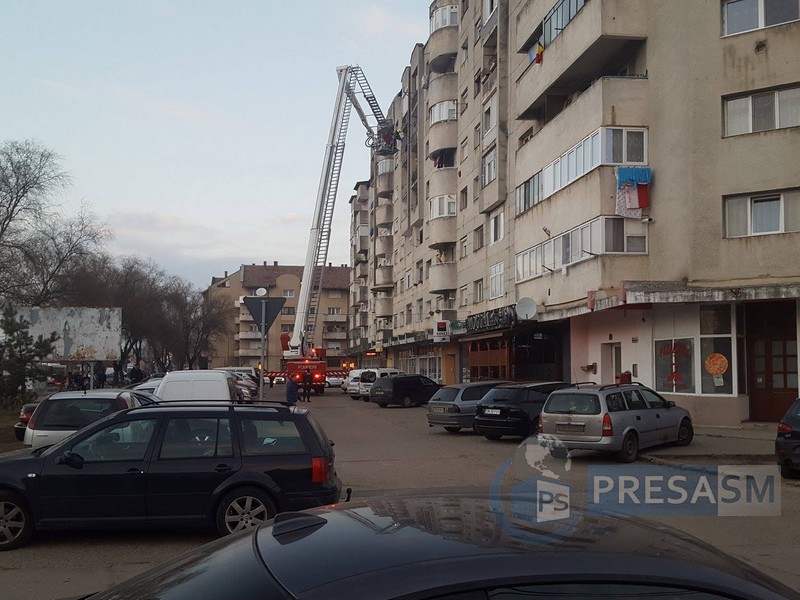 Intervenție la mare înălțime a pompierilor în municipiul Satu Mare (FOTOGALERIE)