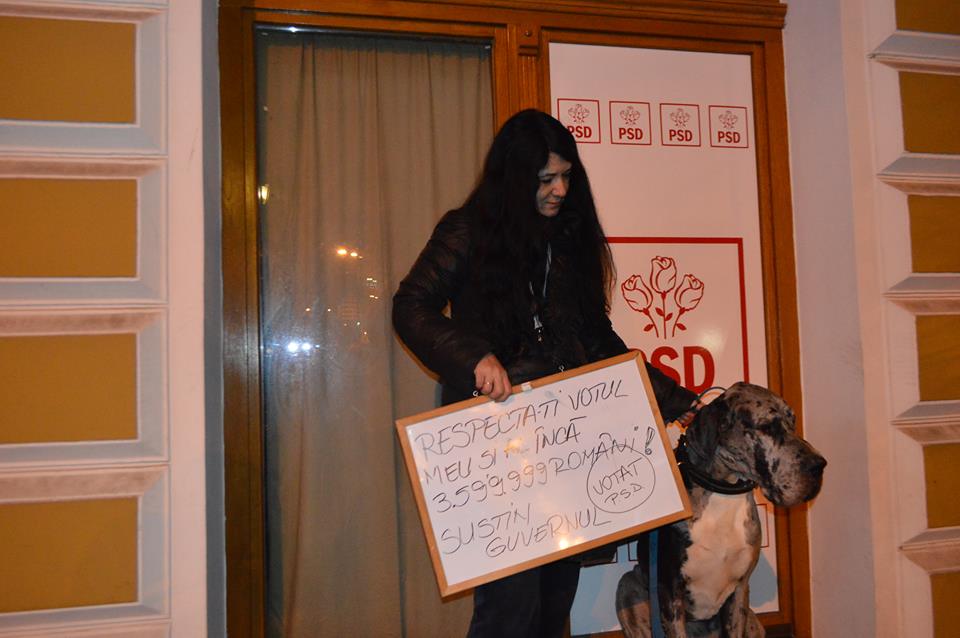 O sătmăreancă a susținut PSD, în fața a sute de protestatari, la Satu Mare (FOTO)