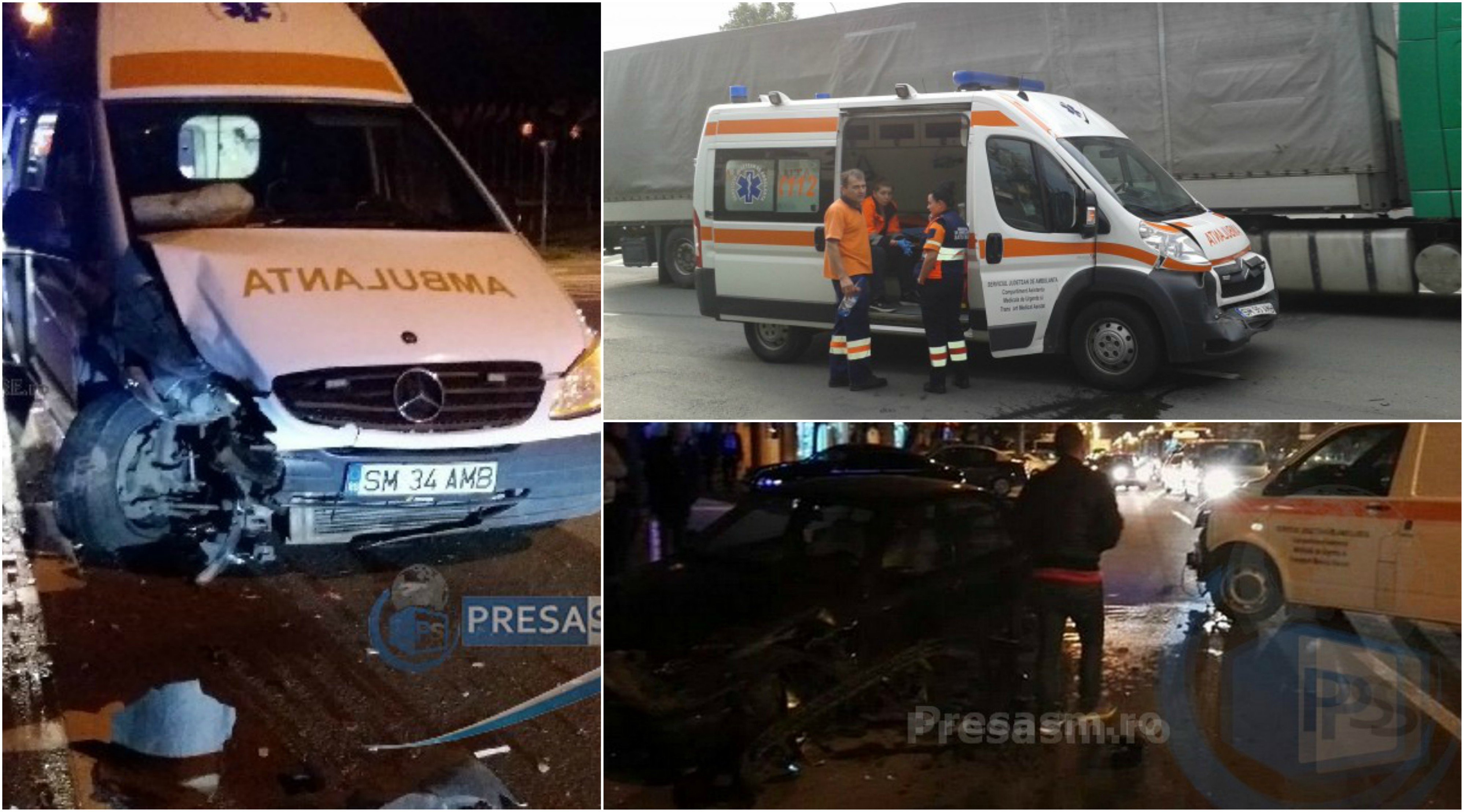 FOTOGALERIE. Accidente pe bandă rulantă cu ambulanțele în Satu Mare. Unor șoferi nu le pasă