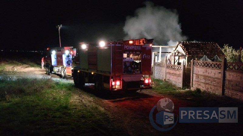 FOTO&VIDEO. Casă în flăcări în municipiul Satu Mare. Posibilă mână criminală