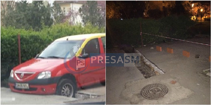 FOTO. REVOLTĂTOR. Mașină ajunsă într-un șanț nesemnalizat în Satu Mare