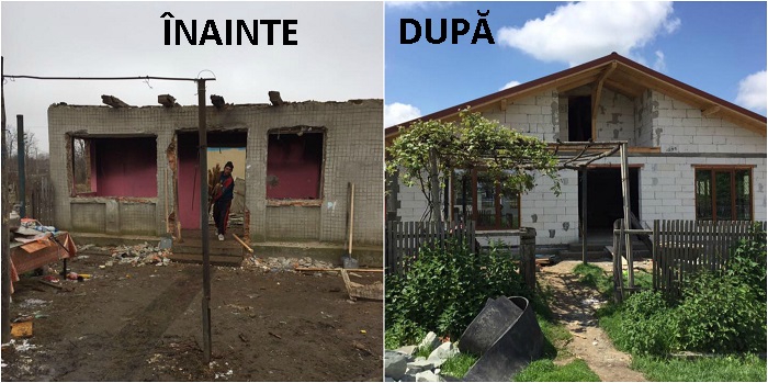 FOTOGALERIE. Voluntarii au refăcut casa arsă din temelii a unei familii din județul Satu Mare