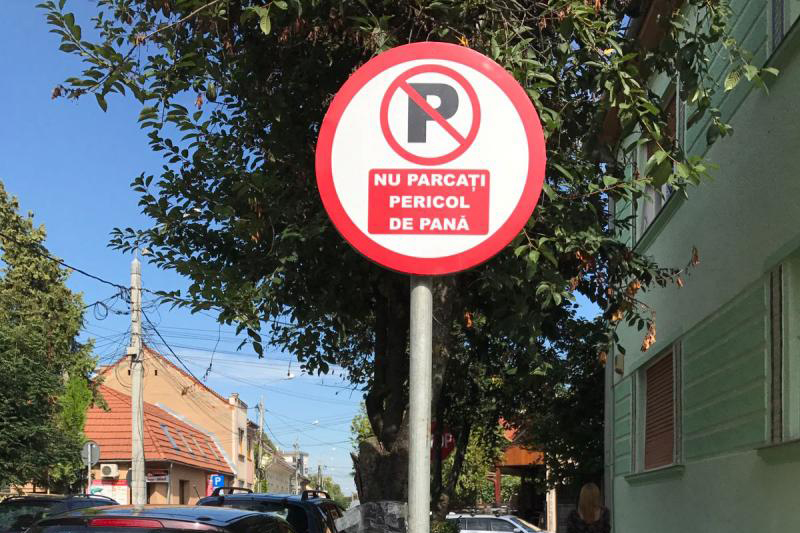 FOTO. Un patron și-a montat propriul indicator rutier! Amendat drastic de Poliție