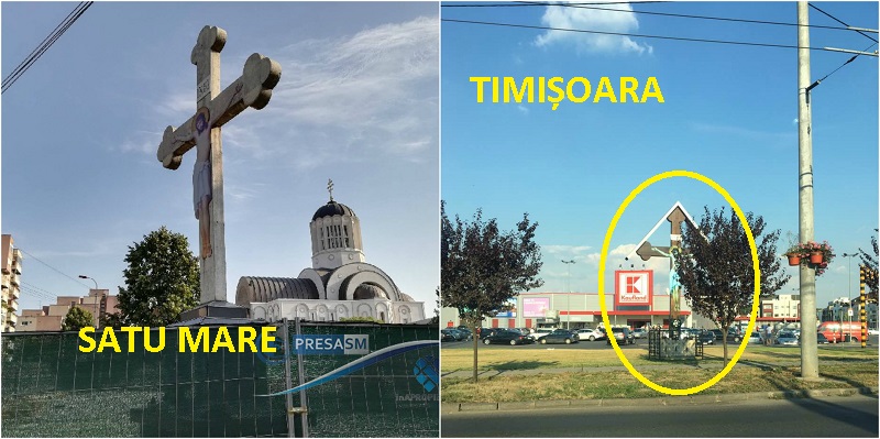 MESAJ. Biserica nu vrea mutarea crucii din viitoarea parcare Lidl. La Timișoara s-a păstrat