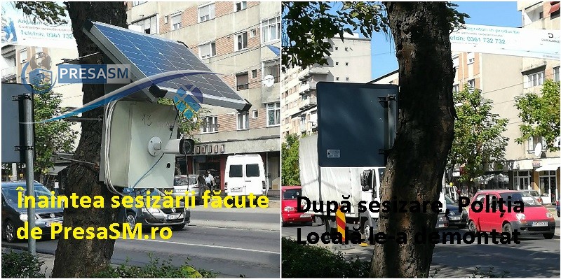 FOTO. Sistem de supraveghere ILEGAL pe Drumul Careiului. Poliția Locală l-a demontat