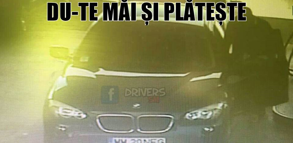 FOTO. Șoferul unui BMW de fițe ar fi plecat din benzinărie fără să plătească