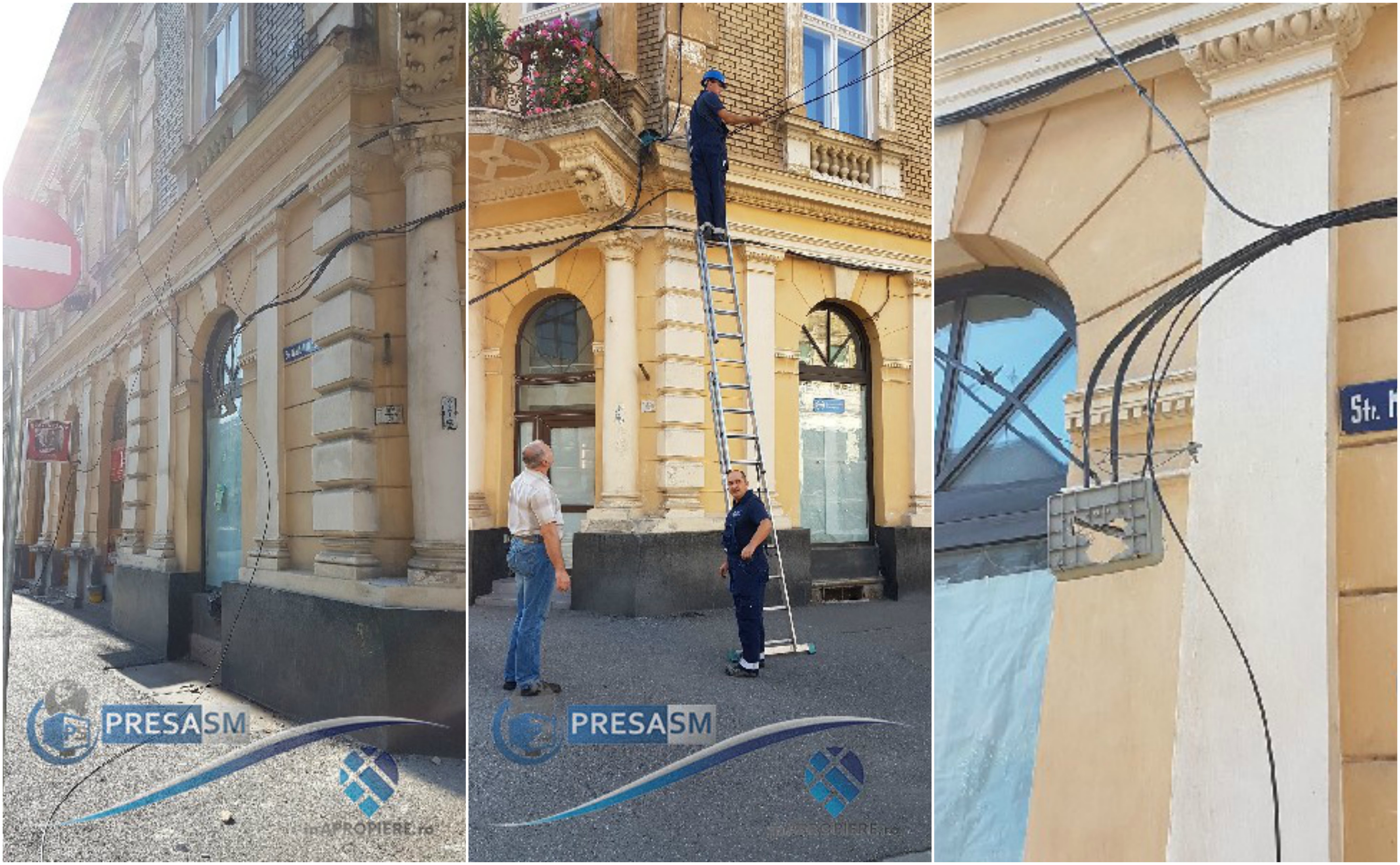 FOTOGALERIE. Șoferul unui camion a smuls cablurile de pe Tribunal și a fugit