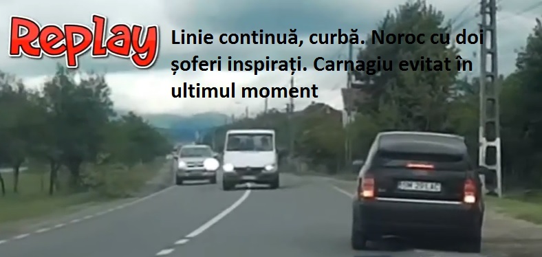VIDEO. Accident frontal evitat în ultimul moment! Și-au văzut moarte cu ochii