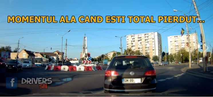 VIDEO. Tragi-comic. Un șofer a rămas ”blocat” în sensul de la Burdea