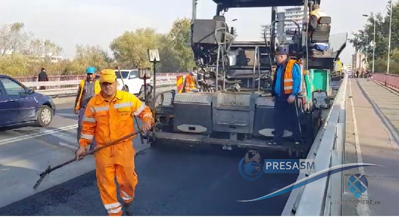 FOTO&VIDEO. Podul Golescu, închis pe jumătate! Se execută lucrărie de reabilitare a drumului