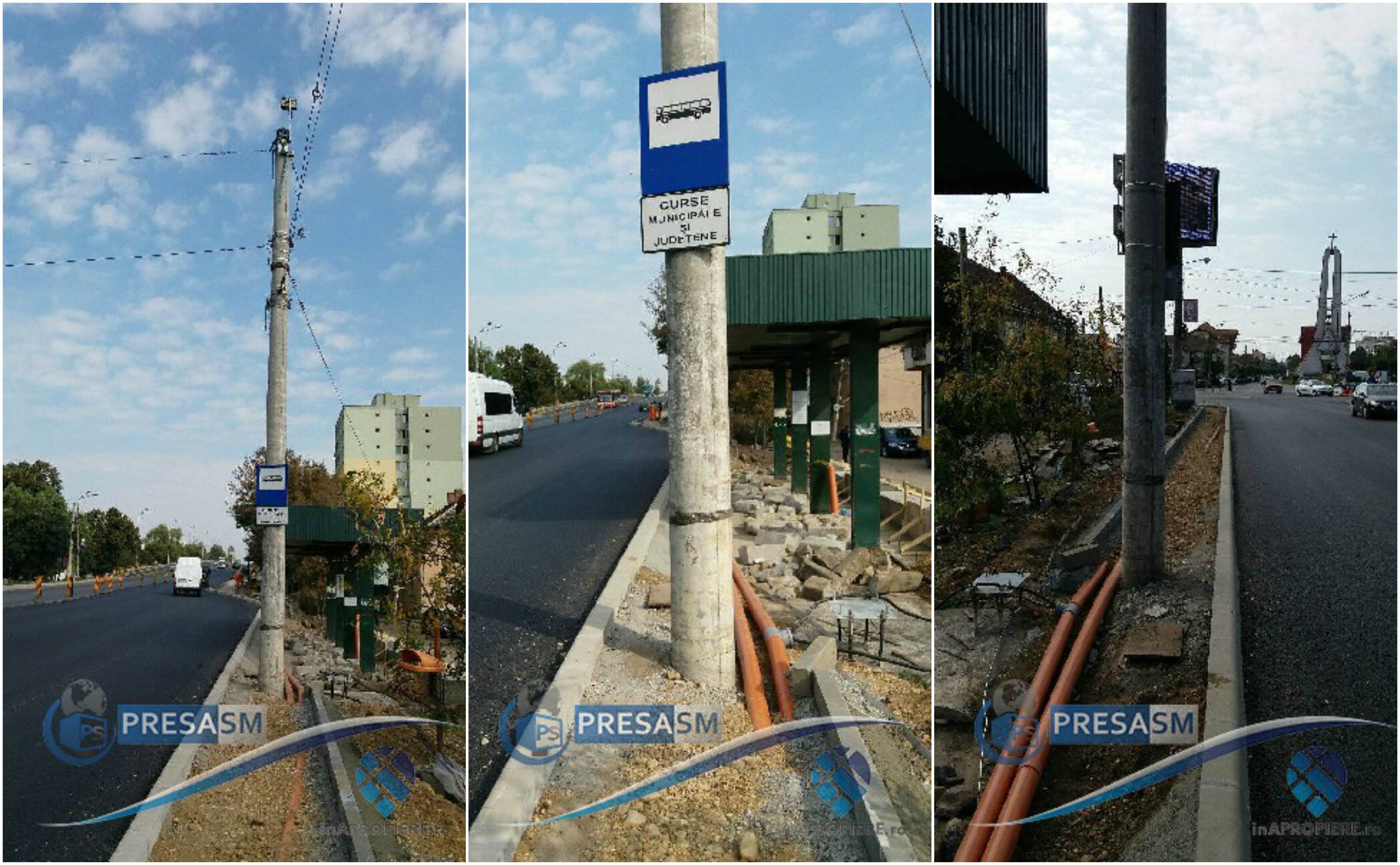 FOTO. Stâlp rămas pe mijlocul trotuarului pe Podul Decebal. Mutat în câteva luni!