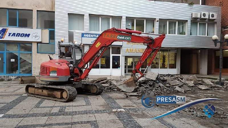 FOTOGALERIE. Continuă reabilitarea Pieței 25 Octombrie din Satu Mare