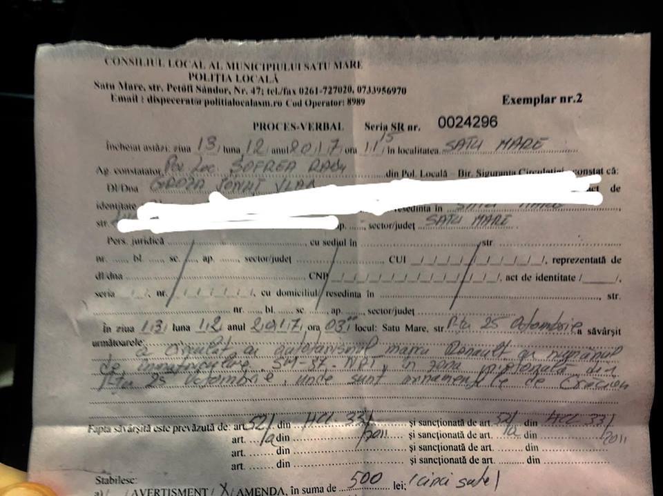 FOTO. ”Jmekerul” cu mașina în tunelul de lumini a fost amendat de Poliția Locală Satu Mare