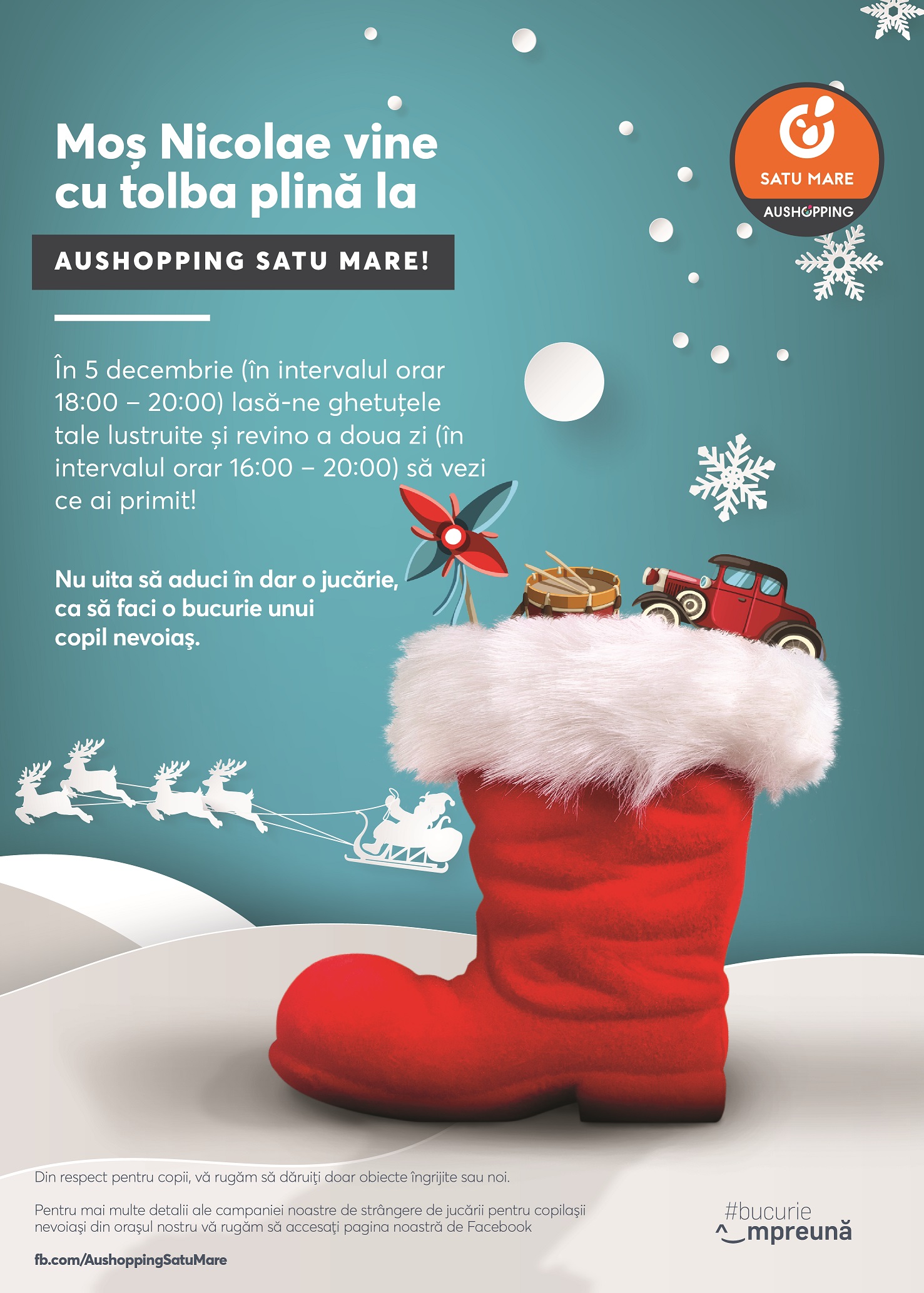 Din Decembrie, Centrul Comercial Aushopping Satu Mare dă startul la colind și fapte bune!