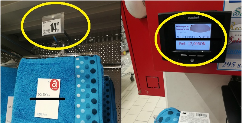 FOTO. Atenție la cumpărături în supermarketurile din Satu Mare. Un preț la raft, altul la casă!