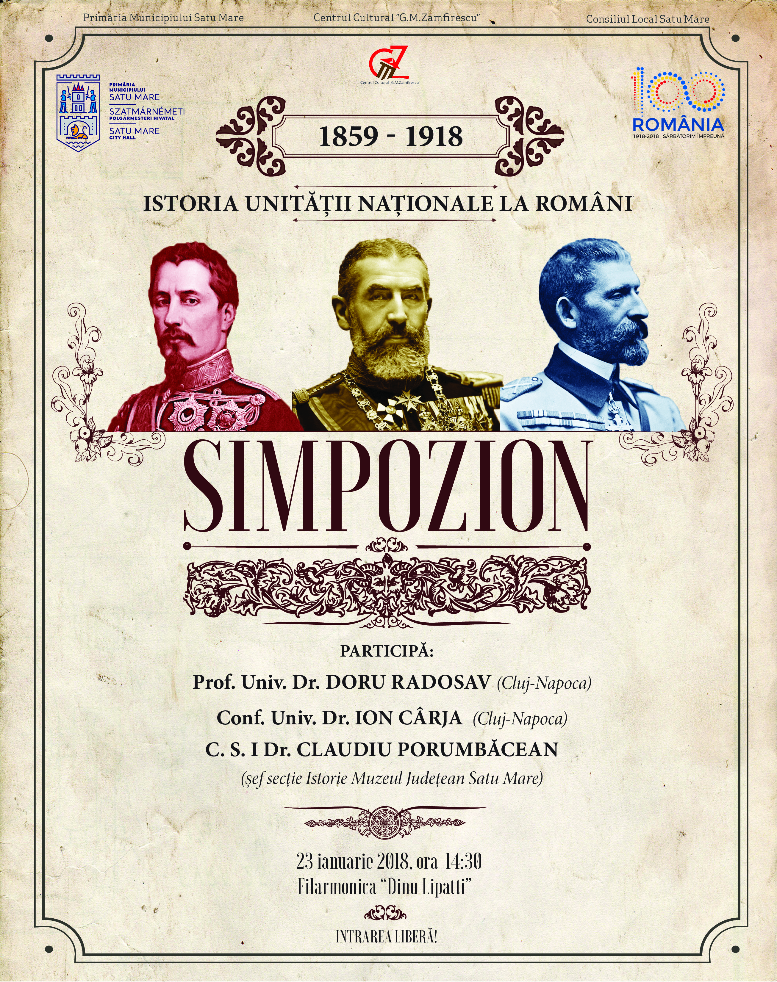 Mica Unire. Simpozion de înaltă ținută și concert aniversar la Filarmonica ”Dinu Lipatti”