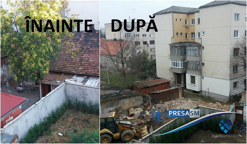 FOTO. Cuiburi de scandalagii, eliminate din centrul Sătmarului! Primăria a demolat case