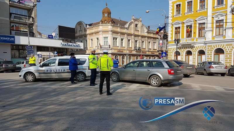 FOTOGALERIE. ”Filtre” masive Poliția Rutieră/RAR în centrul Sătmarului