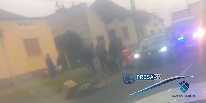 FOTO/VIDEO. Biciclist lovit în plin în municipiul Satu Mare. Lângă Piața de Vechituri
