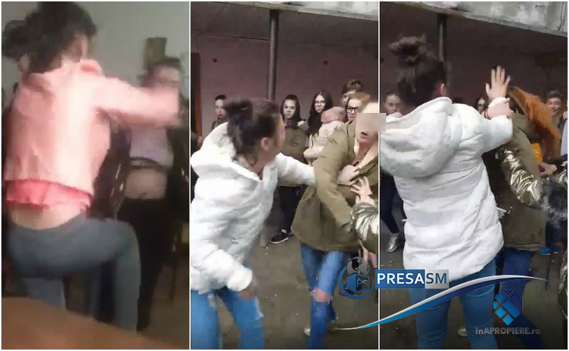 VIDEO. Bătăi crunte între mai multe fete la un liceu din Carei! Debandadă totală
