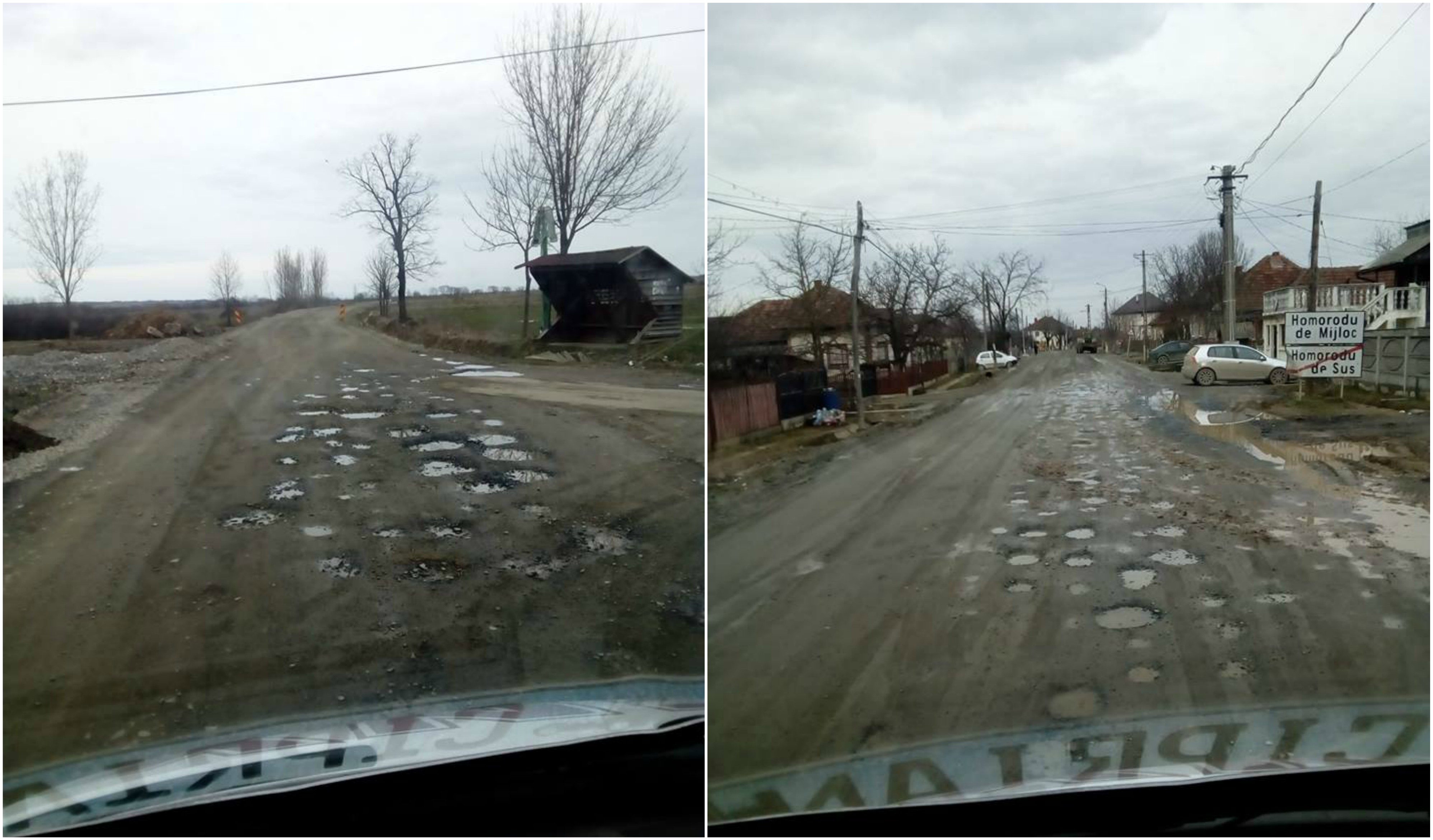 FOTO. Pe unde se poate circula pe ”drumul” spre Homoroade?! Bătaie de joc!