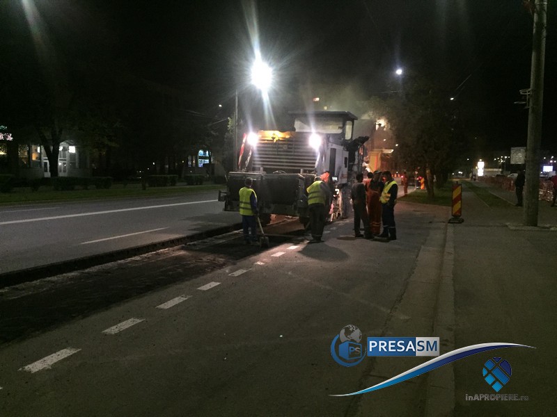 FOTO/VIDEO. Asfaltare pe timp de noapte în Satu Mare! Se va lucra TOATĂ noaptea
