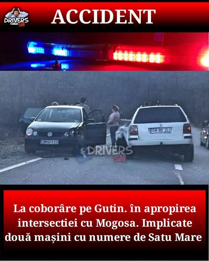 FOTO. Accident rutier. Două mașini din Satu Mare au intrat în coliziune