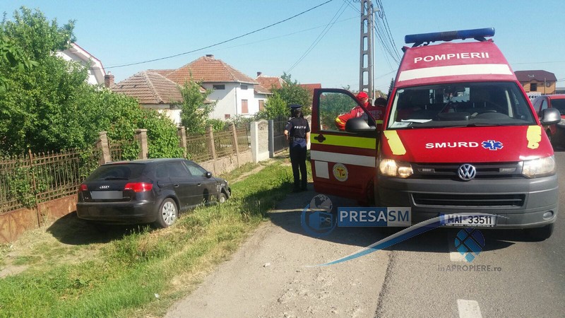 FOTO. Accident produs de o femeie pe Lucian Blaga. În mașină se afla și fetița sa