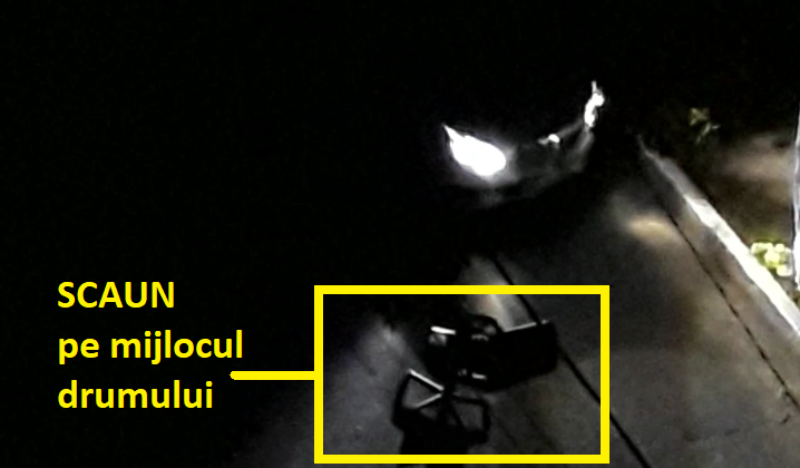 FOTO/VIDEO. Distracție tâmpită în Micro 16. Scaun pus pe șosea, spre disperarea șoferilor