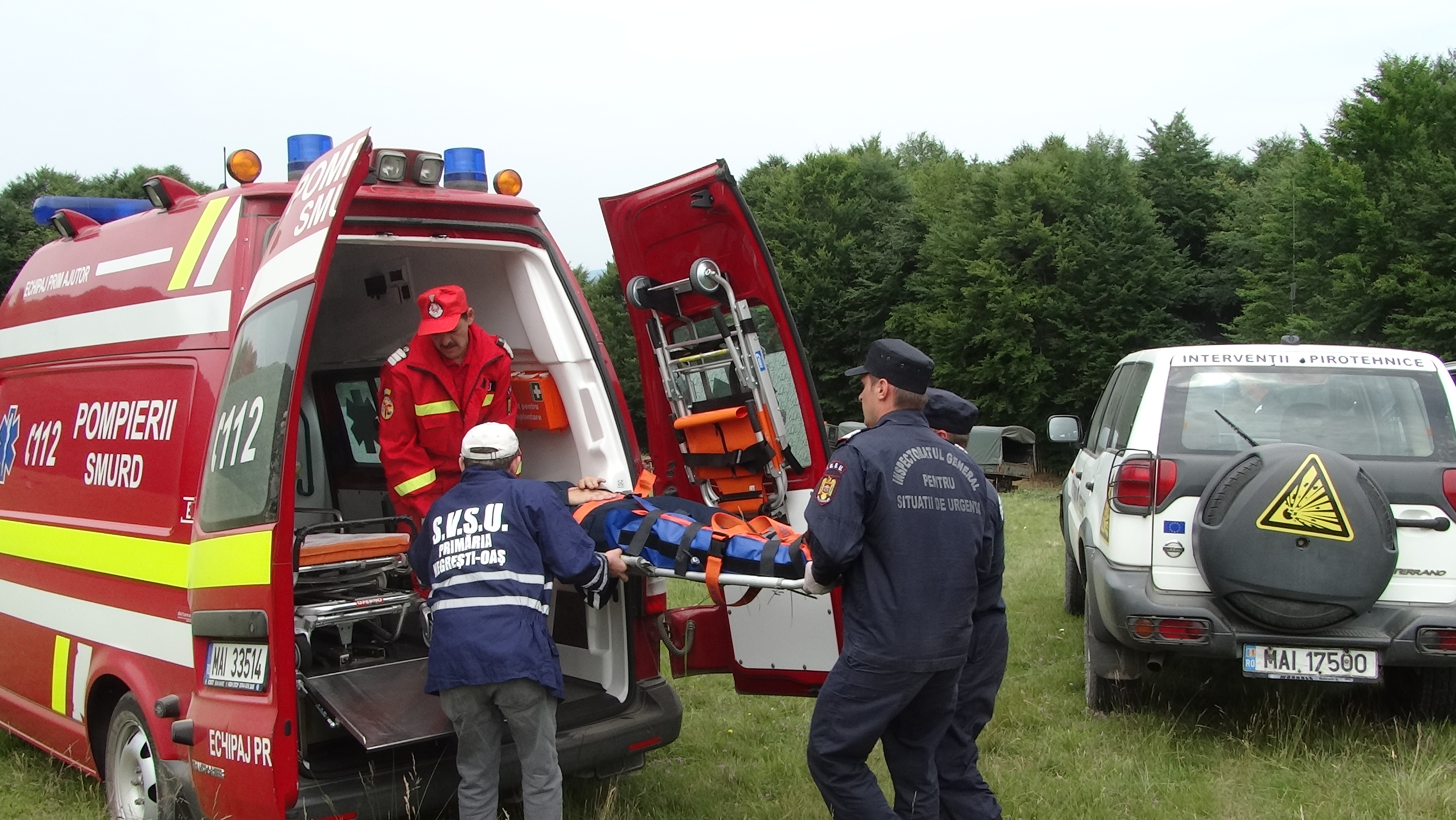 FOTO/VIDEO. Incendiu de amploare, explozie și două victime în județul Satu Mare (exercițiu)