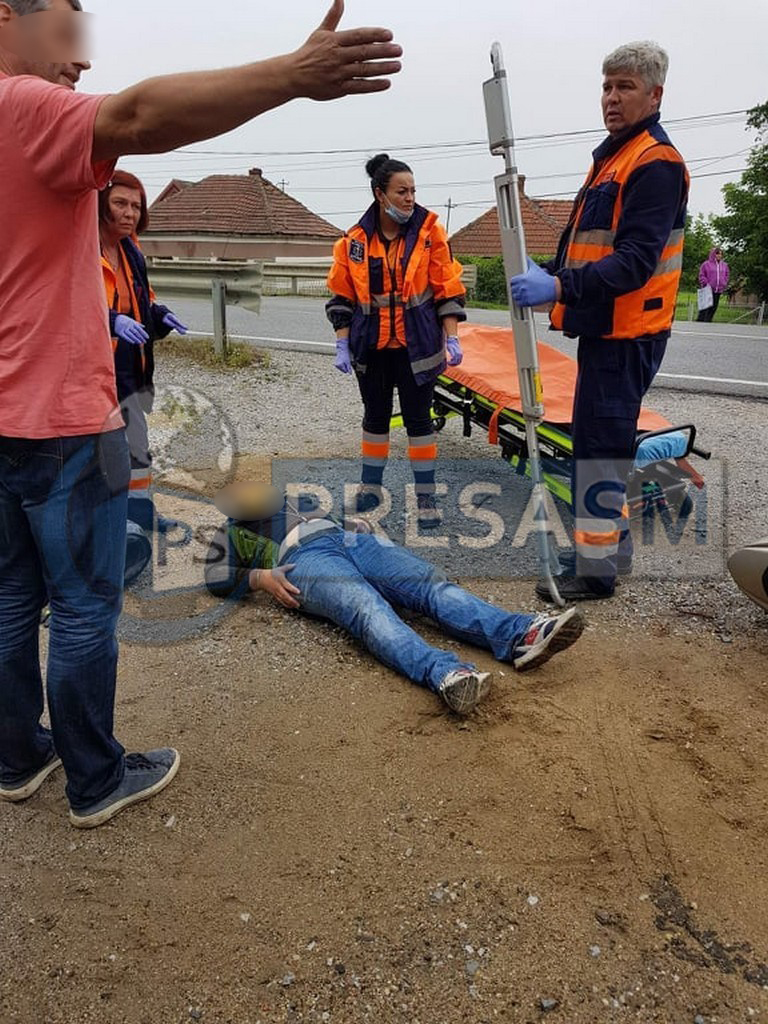FOTOGALERIE. Motociclist accidentat grav în municipiul Satu Mare