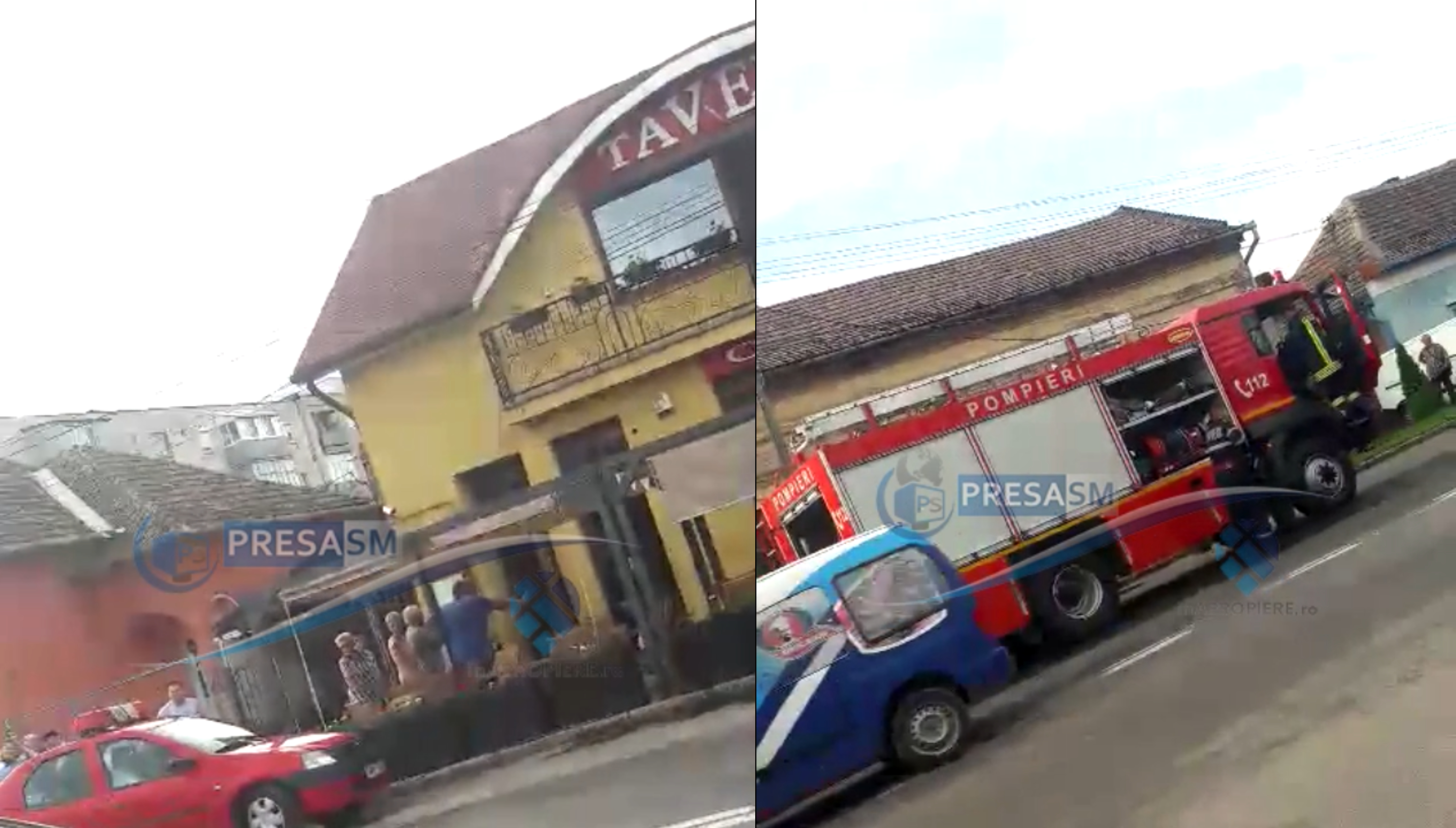 VIDEO. Incendiu la o pizzerie din Carei. Clienții, scoși din local