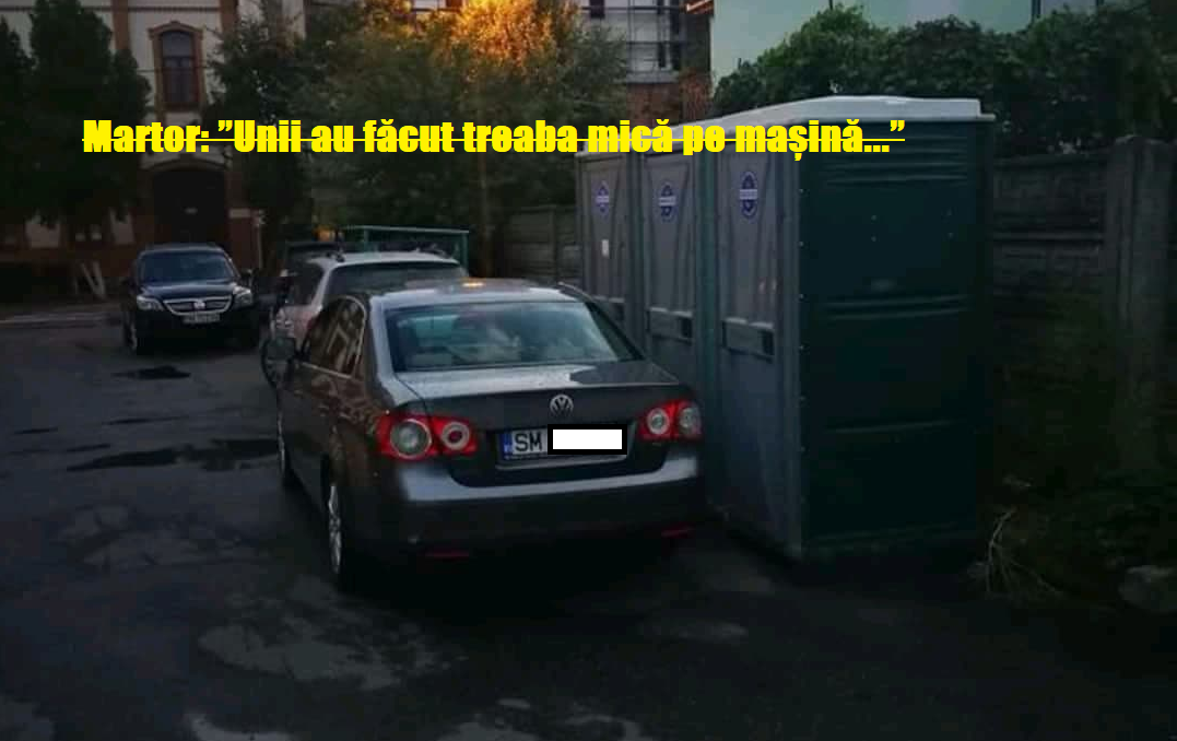 FOTO. Ce răzbunare! Toalete blocate de o mașină. ”Petrecăreții” au ”rezolvat-o”