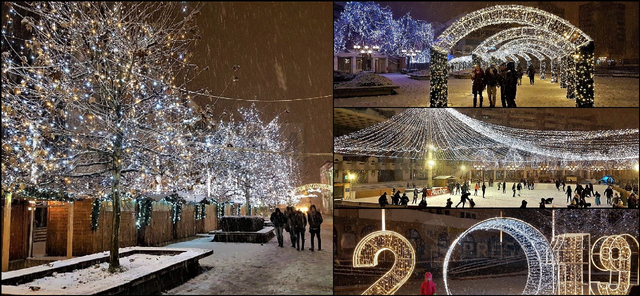 FOTO/VIDEO. Fermecător. Satu Mare, îmbrăcat în lumină, culoare și zăpadă