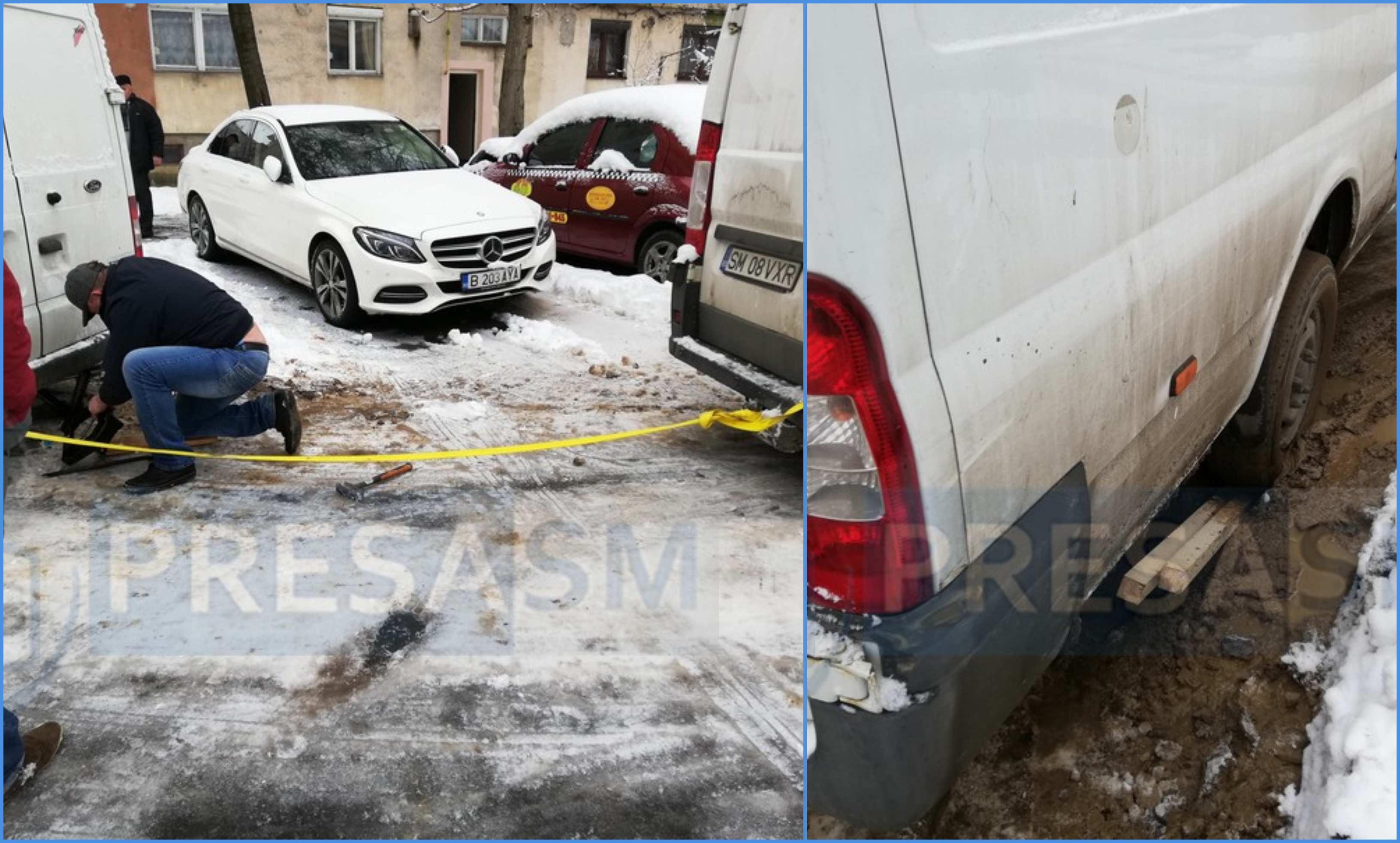 FOTOGALERIE. Zona ”crepusculară” din Micro 17. Mașini împotmolite în lanț