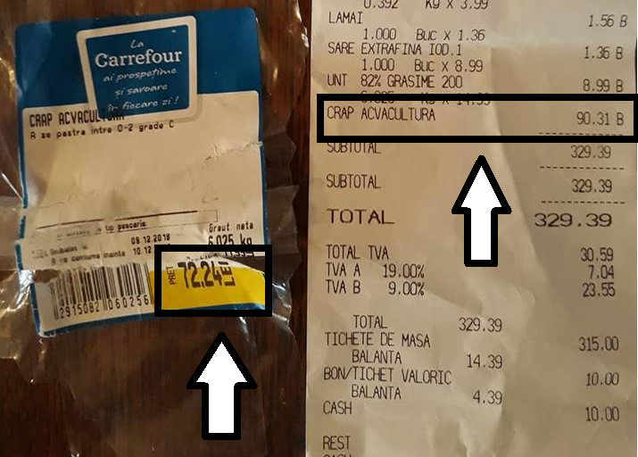 FOTO. Prețuri diferite de la ”raft” la ”casă”, în noul hypermarket Carrefour?!
