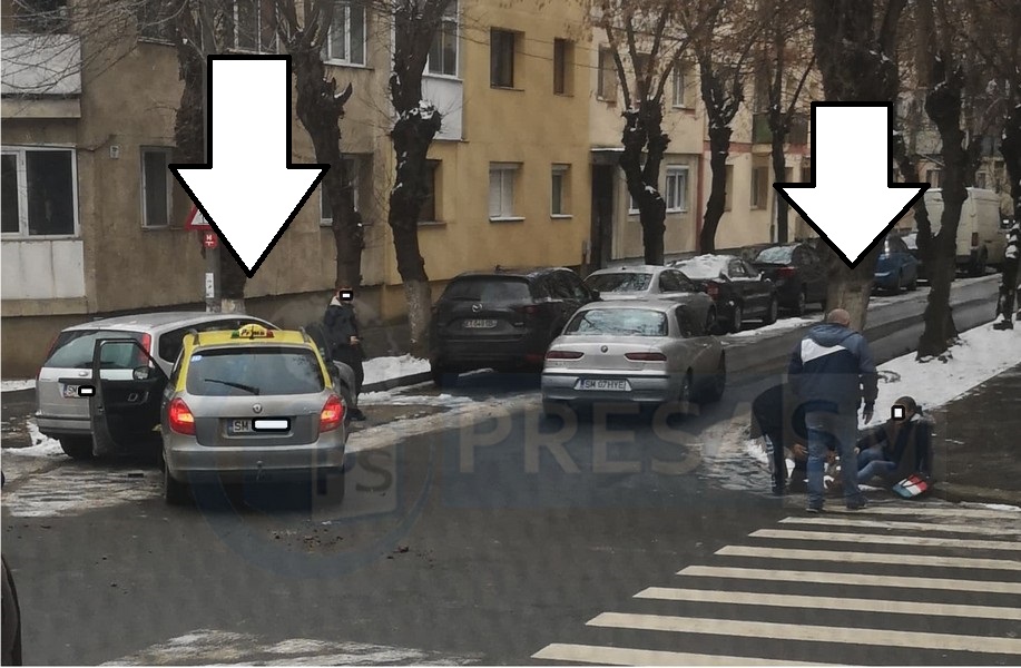 FOTO. Accident în Cartierul Micro 16. Impact între un taximetru și un autoturism