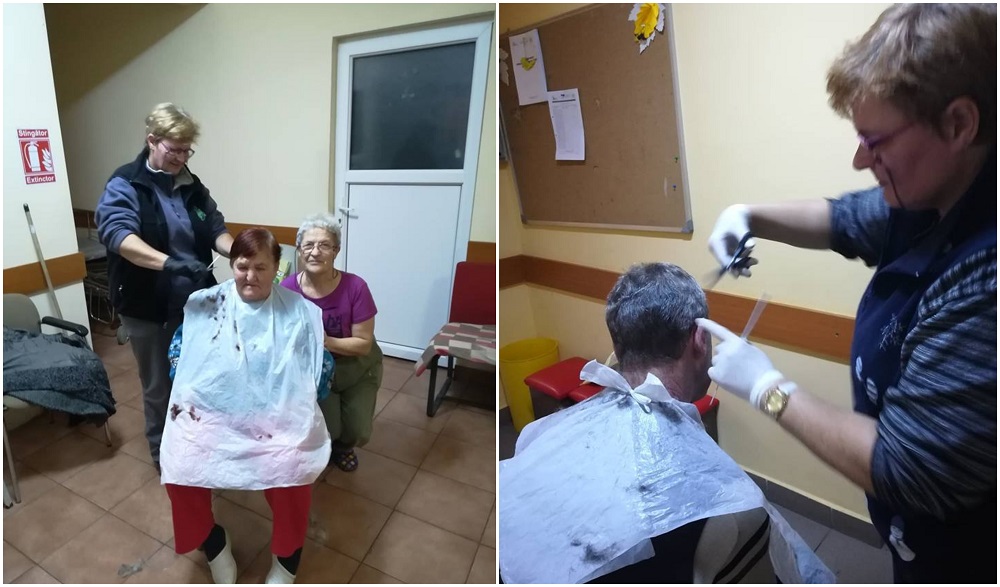 FOTO. Gest extraordinar! O coafeză din Satu Mare tunde gratuit oamenii străzii