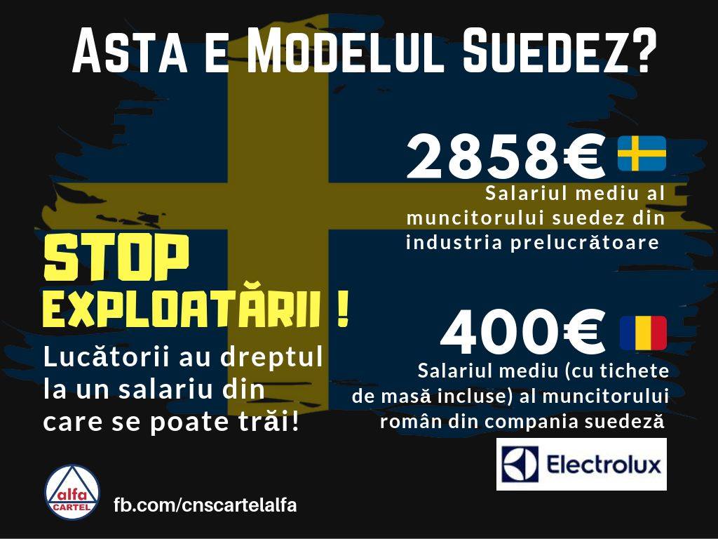 Sindicaliști: ”Muncitorii de la Electrolux Satu Mare câștigă de 7 ori mai puțin decât unul din Suedia”