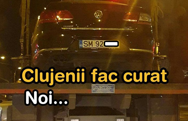 FOTO. Sătmăreanul ”Bogdan”, pus la punct în Cluj. I-au ridicat mașina pentru tupeu