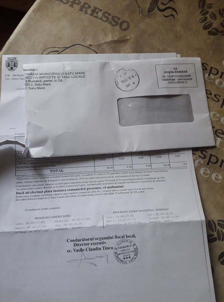 FOTO. Somație de plată pentru buni platnici în municipiul Satu Mare?!