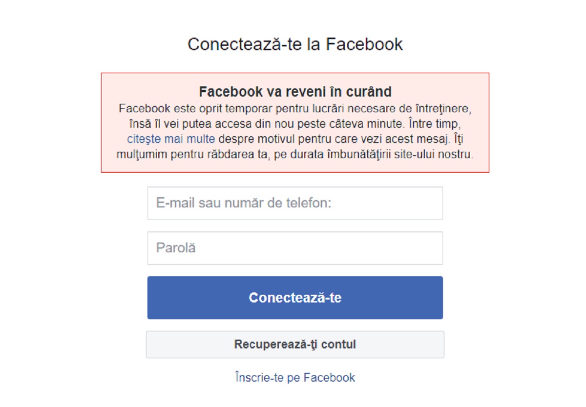 Facebook, nefuncțional în România și diverse alte părți ale lumii