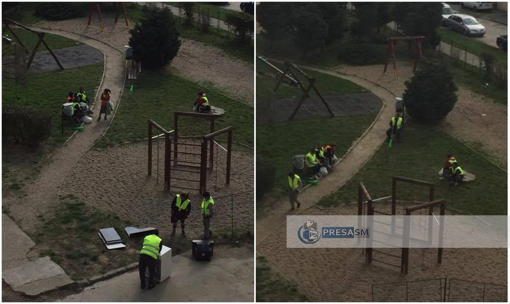 FOTO. Așa muncesc unii la ”spațiile verzi” în municipiul Satu Mare. Pauze lungi și dese