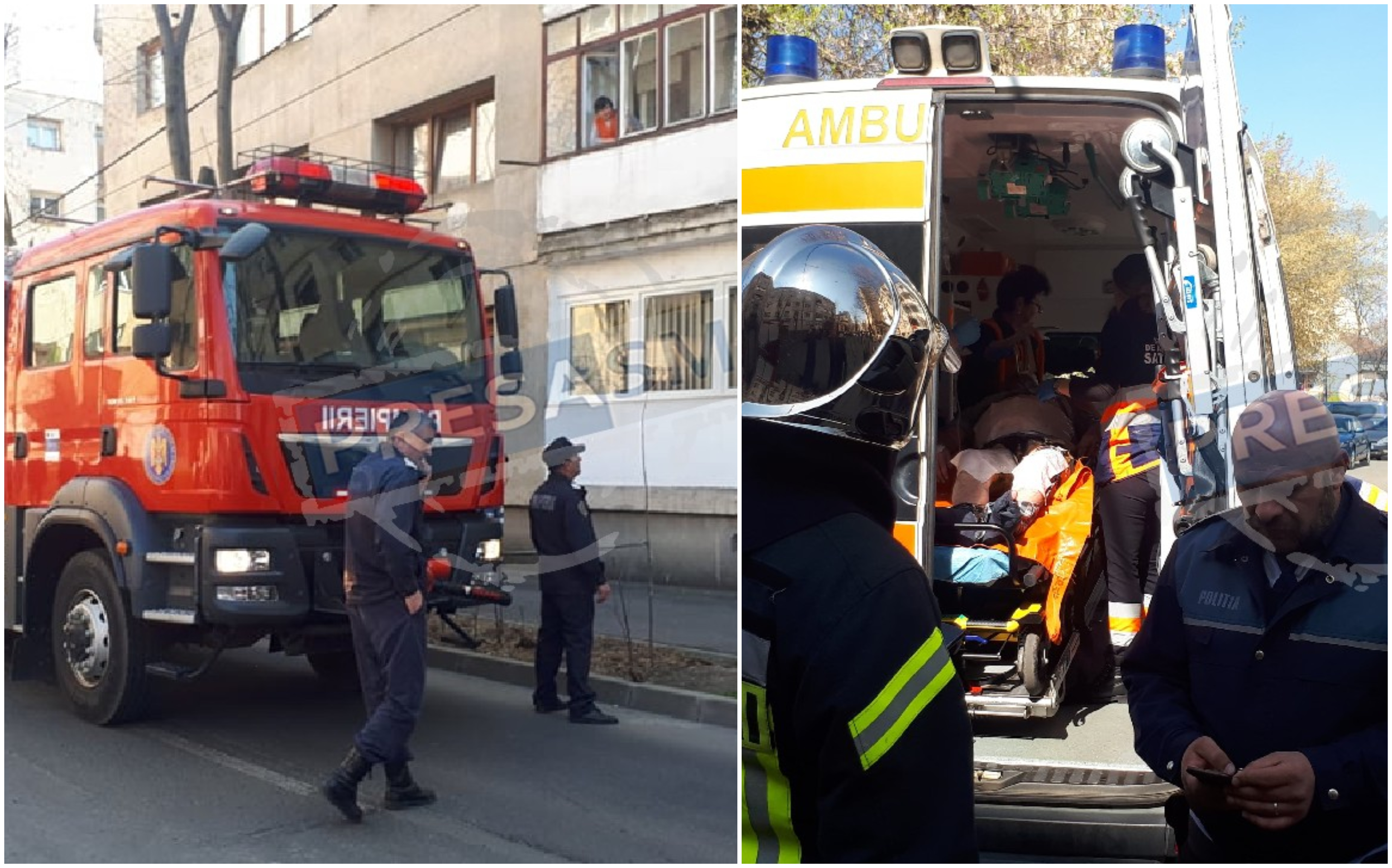 FOTO/VIDEO. Incendiu la un bloc din Cartierul Micro 16. Un bărbat este în stare foarte gravă