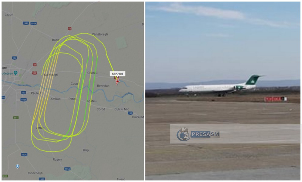 FOTO. Un avion a survolat de mai multe ori județul. Martorii au sesizat ”probleme la trenul de aterizare”