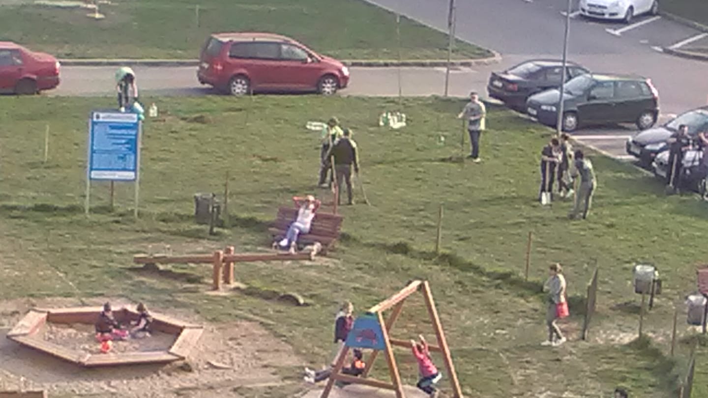 FOTO. Exemplu de civism. Voluntarii plantează copaci în Micro 16